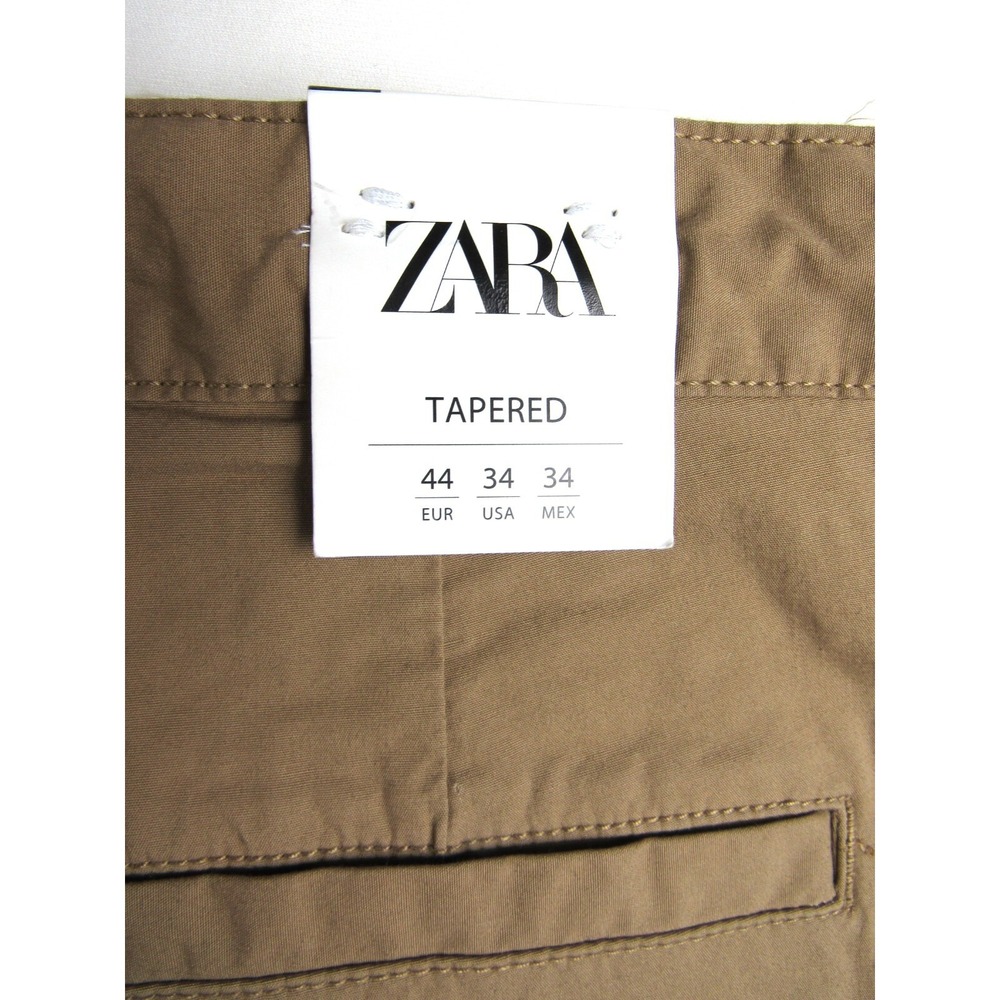 NEW  Zara Pants Caramel Brown Tapered Ankle Chino Drawstring Women's Size US 34